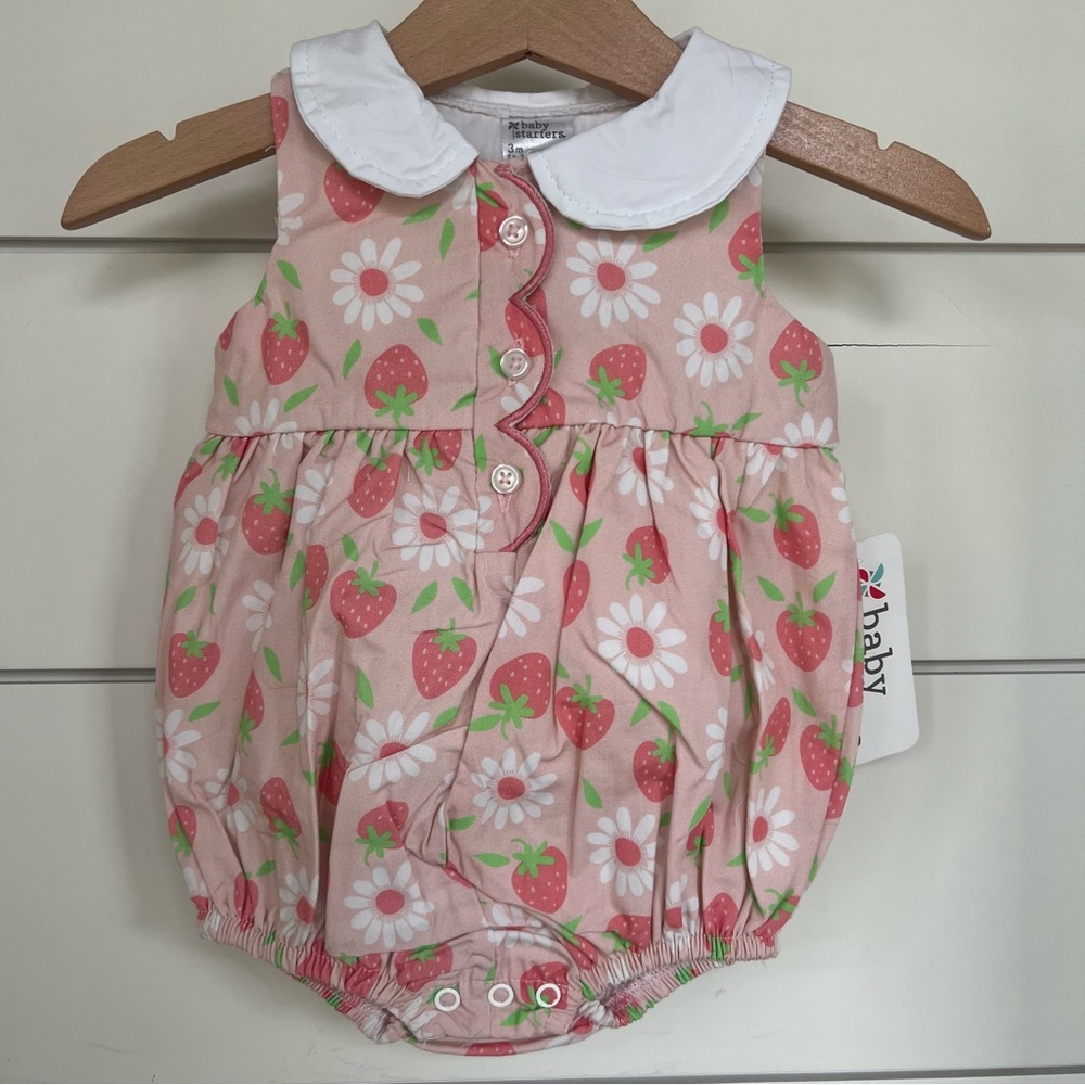 NWT Pink Strawberry and Daisy Bubble Romper